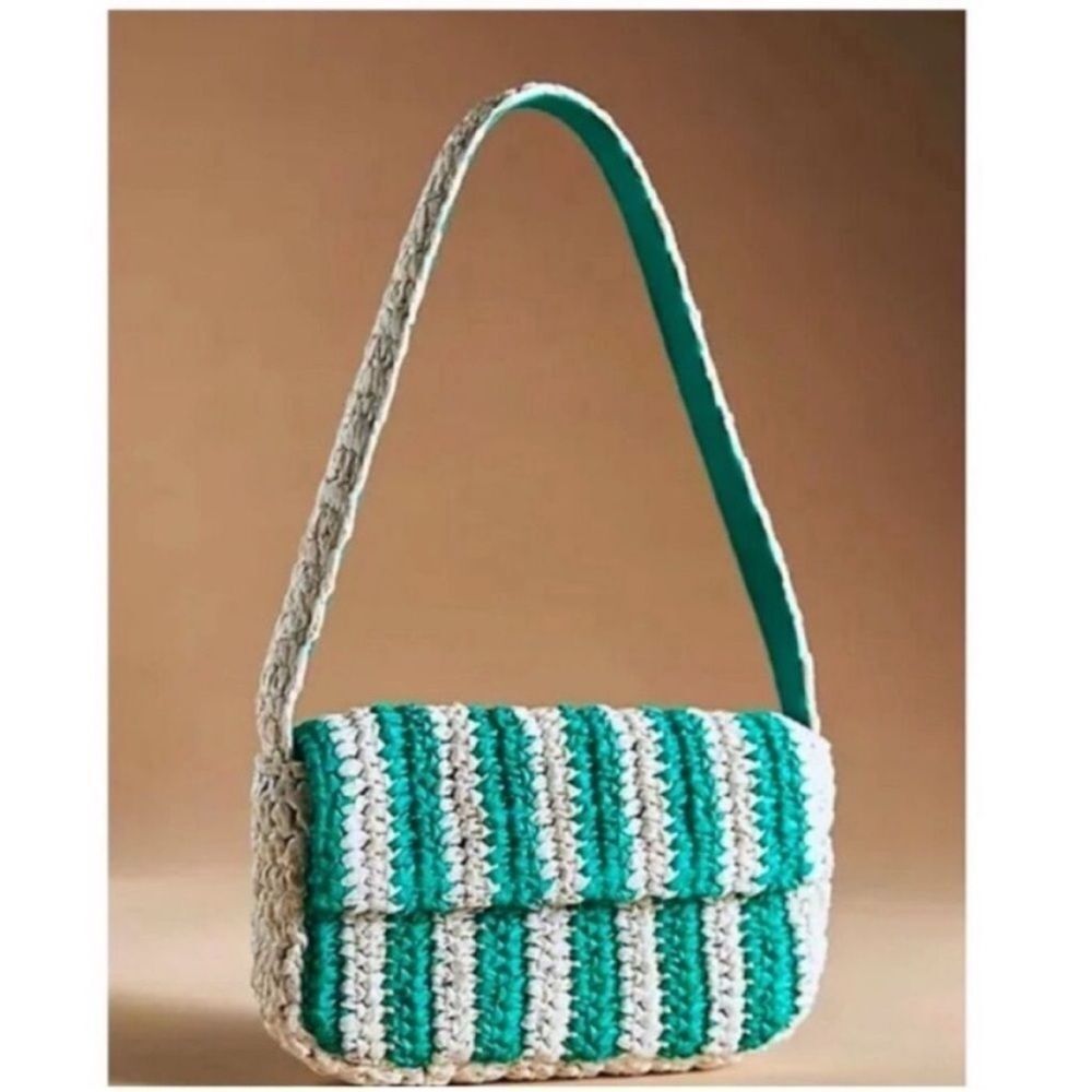 NWOT Anthropologie Striped Raffia Shoulder Bag